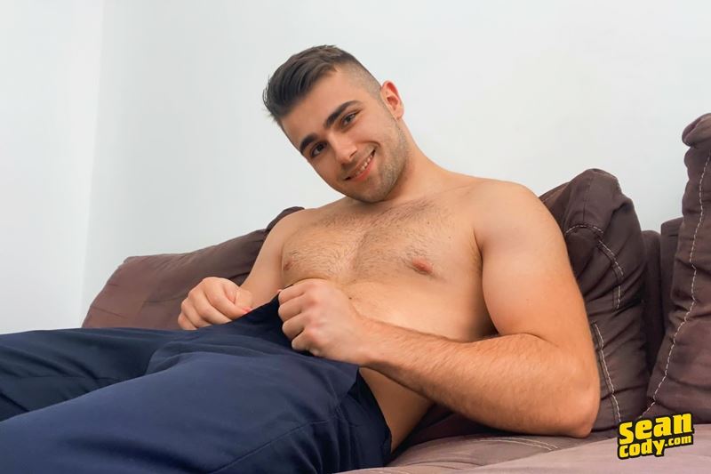 Sexy young muscle dude Thony Grey wanking huge uncut dick massive cum shot Sean Cody 008 gay porn pics - Thony Grey
