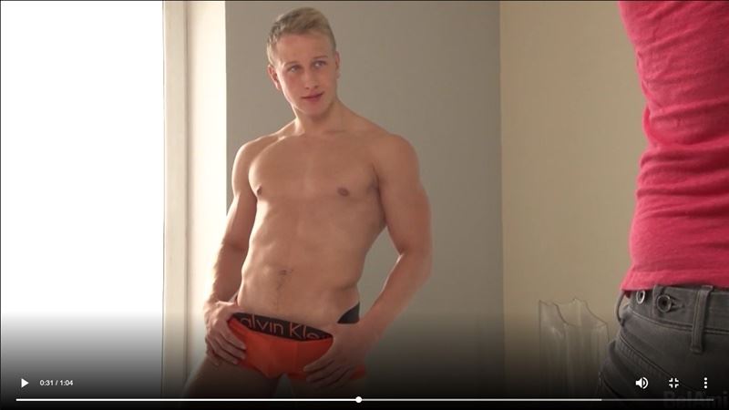 Sexy young blonde stud newbie Isak Eklund flexes muscles wanks hard thick dick Belami 008 gay porn pics - Isak Eklund