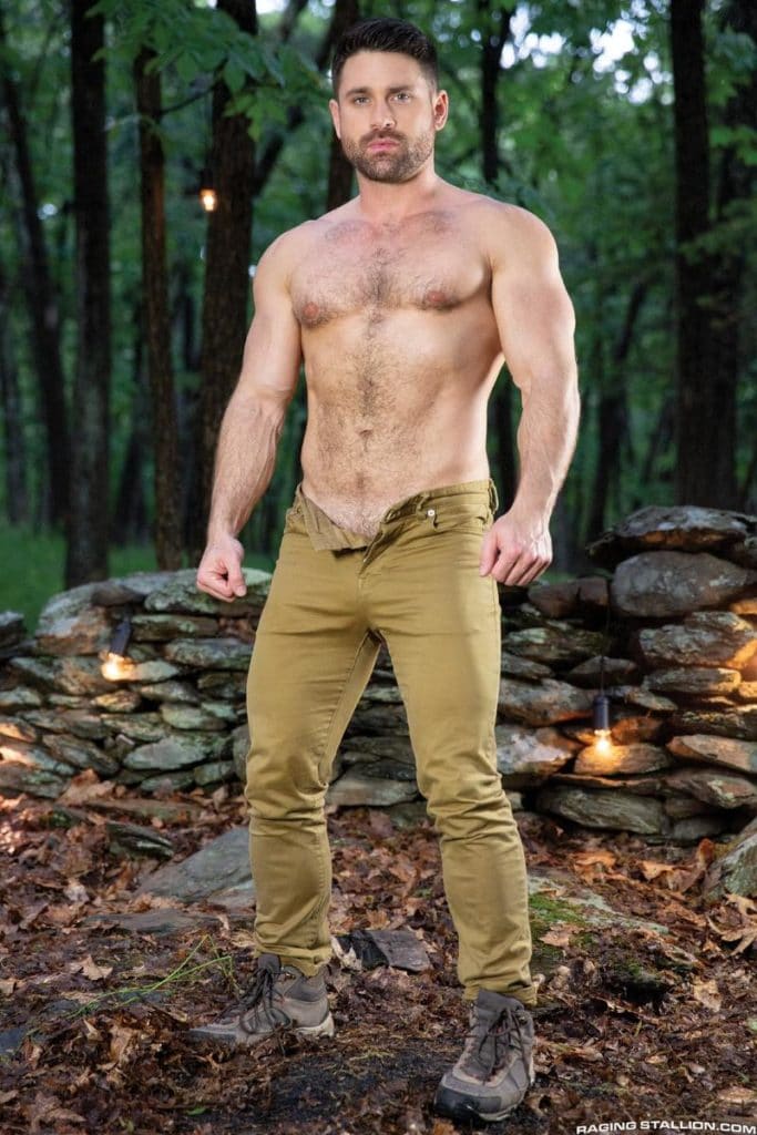 Sexy ebony hunk Andre Donovan huge dick fucking hairy stud Beau Butler in the forest Raging Stallion 6 porno gay pics 683x1024 1 - Beau Butler, Andre Donovan