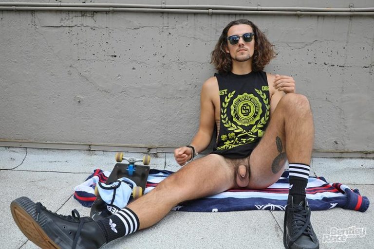 Michael Kent Hottie young Skateboarder strips down black socks pumps wanking big uncut dick 0 gay porn pics 768x512 - Michael Kent