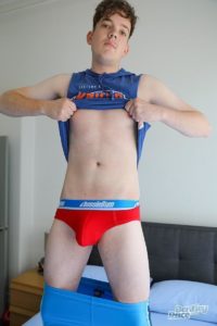 Liam Taylor Young 19 year old Aussie hottie wanks in just white socks jockstrap 25 gay porn pics 200x300 1 - Liam Taylor